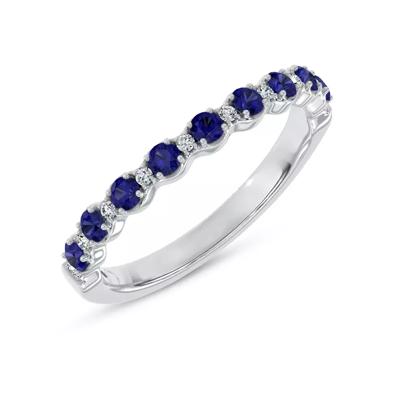Platinum Sonata Sapphire & Lab Diamond Band by Christian Siriano