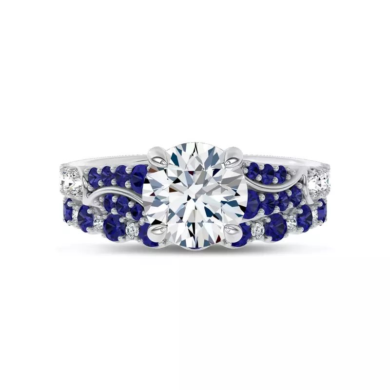 Platinum Sonata Sapphire & Lab Diamond Band by Christian Siriano