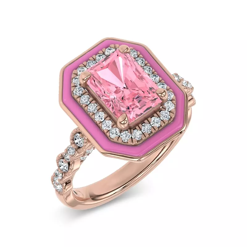 14K Rose Gold Rosavé Pink Lab Diamond Icon Ring by Christian Siriano
