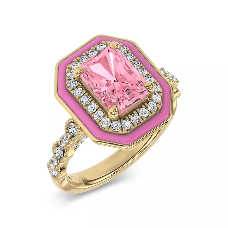 14K Yellow Gold Rosavé Pink Lab Diamond Icon Ring by Christian Siriano
