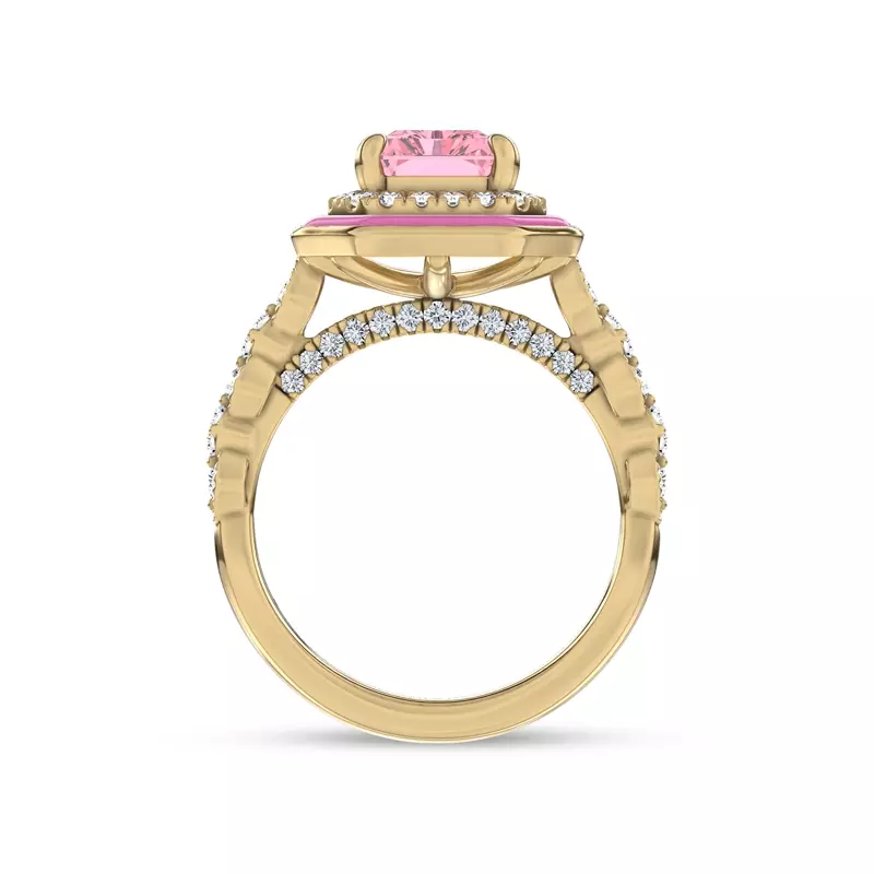 14K Yellow Gold Rosavé Pink Lab Diamond Icon Ring by Christian Siriano