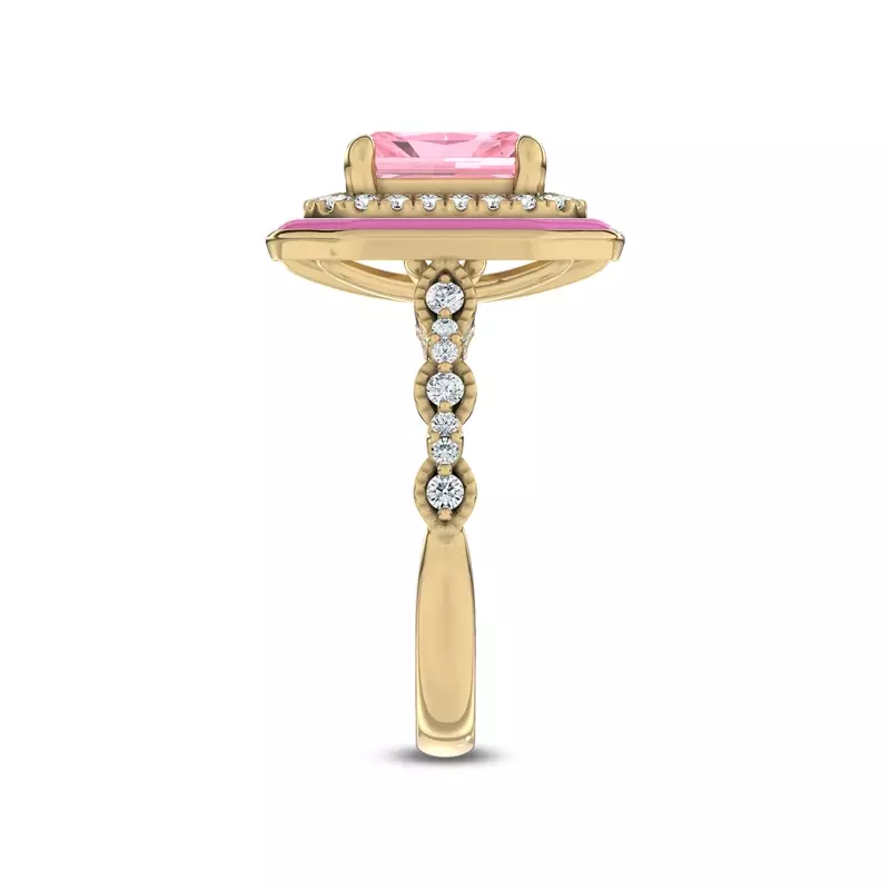 14K Yellow Gold Rosavé Pink Lab Diamond Icon Ring by Christian Siriano