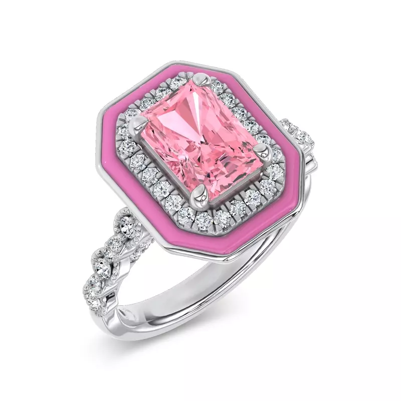 18K White Gold Rosavé Pink Lab Diamond Icon Ring by Christian Siriano