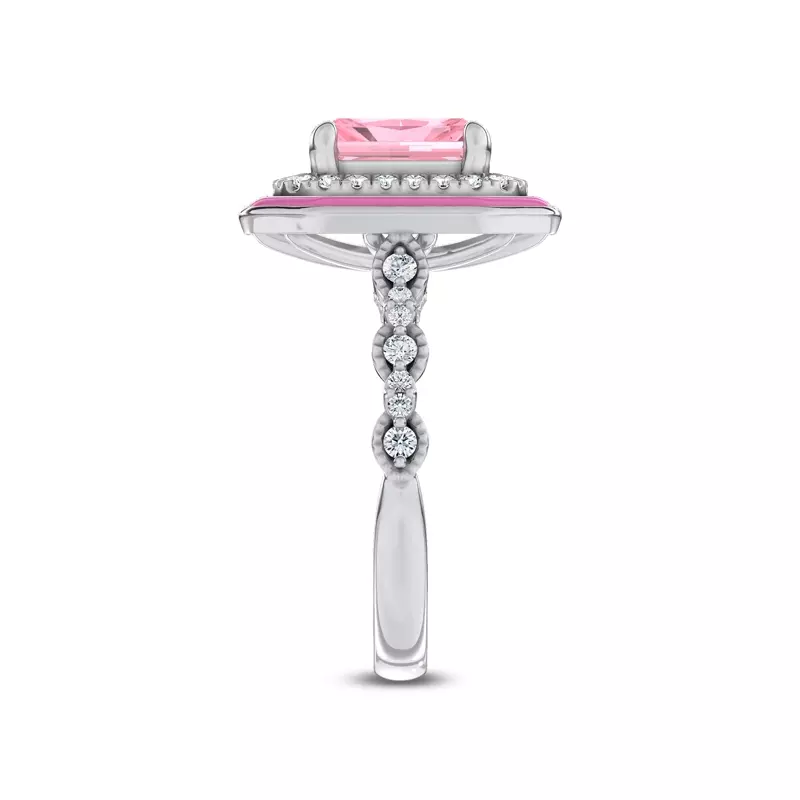18K White Gold Rosavé Pink Lab Diamond Icon Ring by Christian Siriano