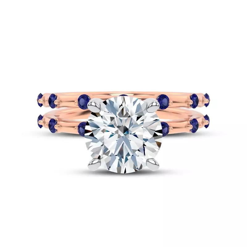 14K Rose Gold Starlight Spaced Blue Sapphire Band