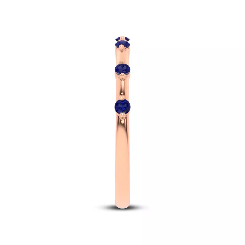 14K Rose Gold Starlight Spaced Blue Sapphire Band