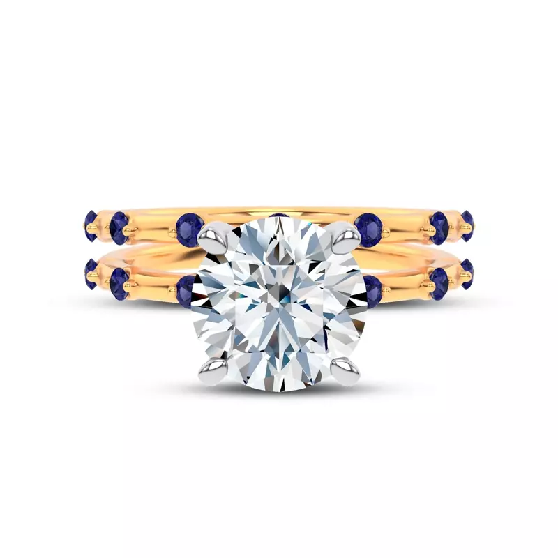 14K Yellow Gold Starlight Spaced Blue Sapphire Band