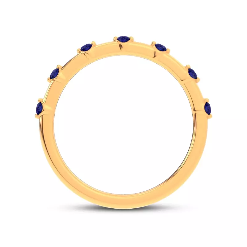 14K Yellow Gold Starlight Spaced Blue Sapphire Band