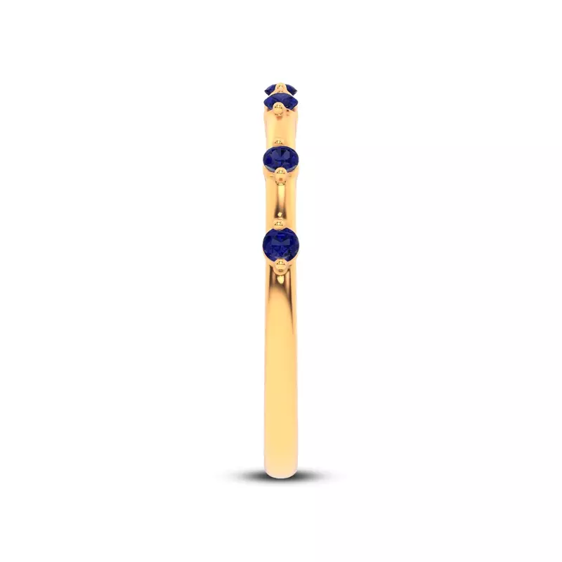 14K Yellow Gold Starlight Spaced Blue Sapphire Band