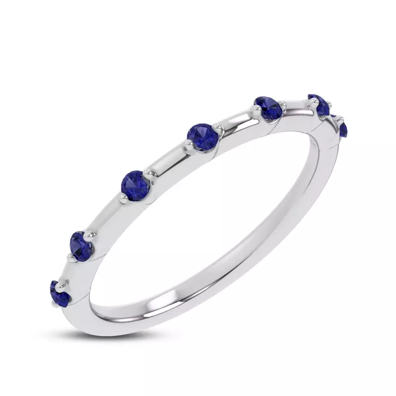 18K White Gold Starlight Spaced Blue Sapphire Band
