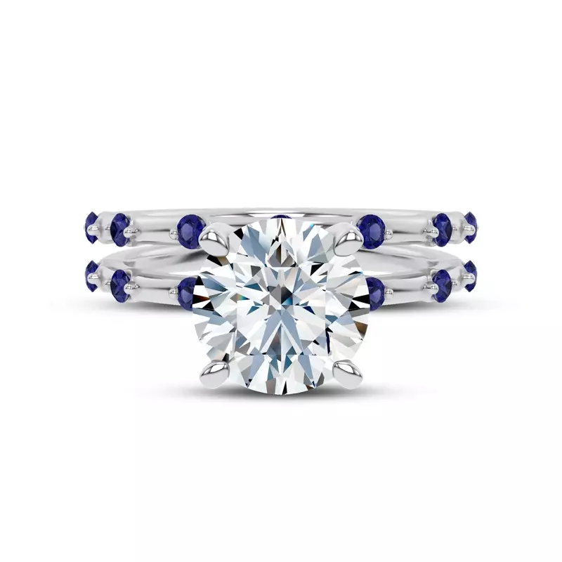 18K White Gold Starlight Spaced Blue Sapphire Band