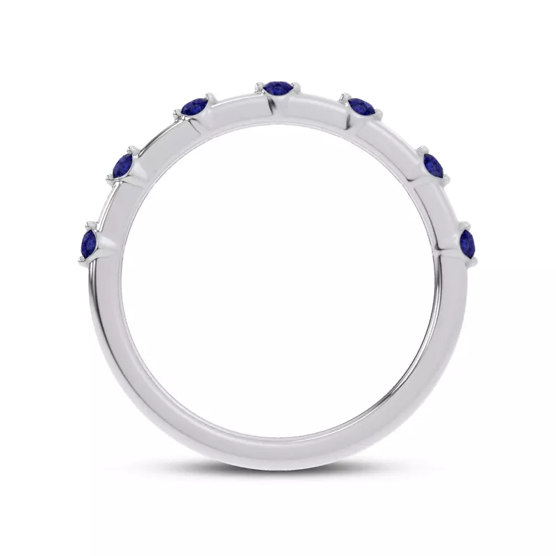 18K White Gold Starlight Spaced Blue Sapphire Band