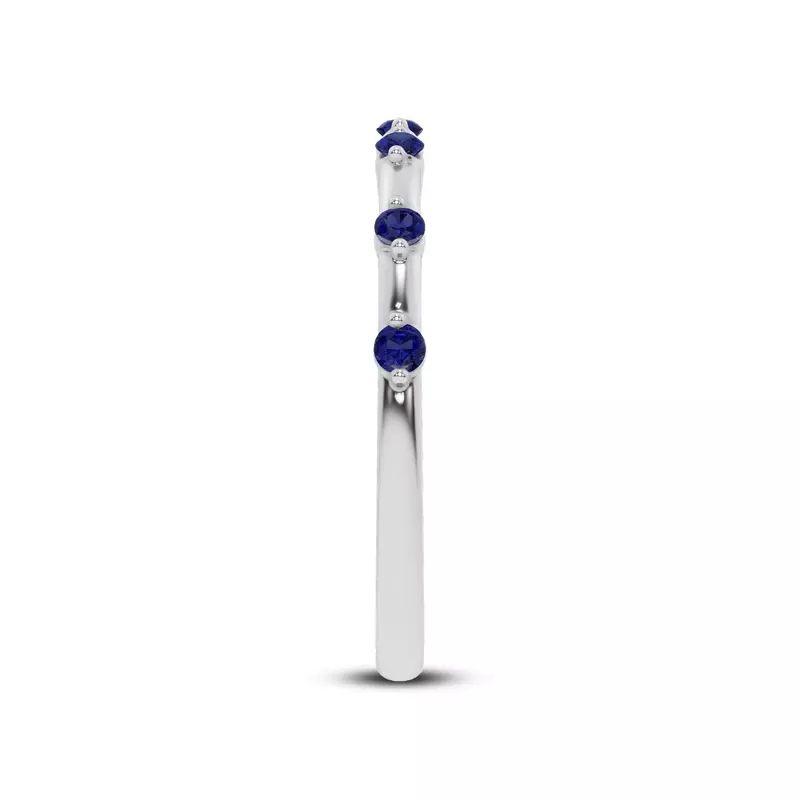 18K White Gold Starlight Spaced Blue Sapphire Band