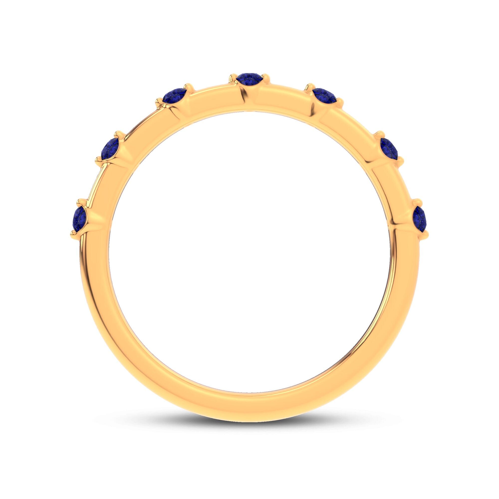 18K Yellow Gold Starlight Spaced Blue Sapphire Band