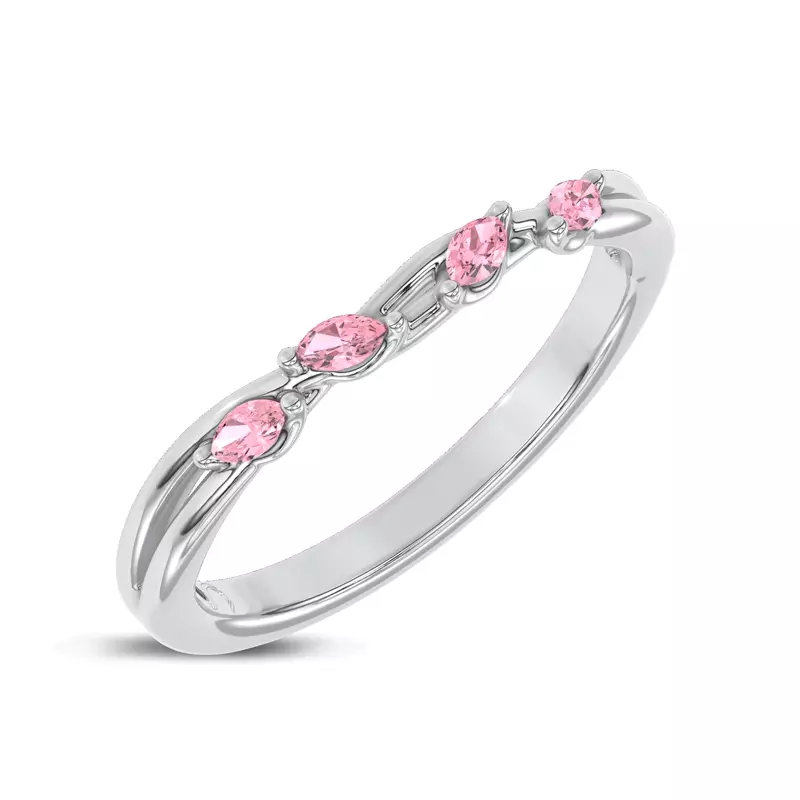 Platinum Petal Radiance Pink Sapphire Band by Christian Siriano