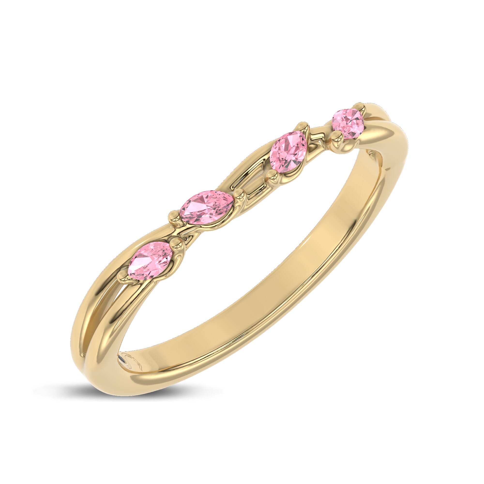 18K Yellow Gold Petal Radiance Pink Lab Sapphire Band by Christian Siriano