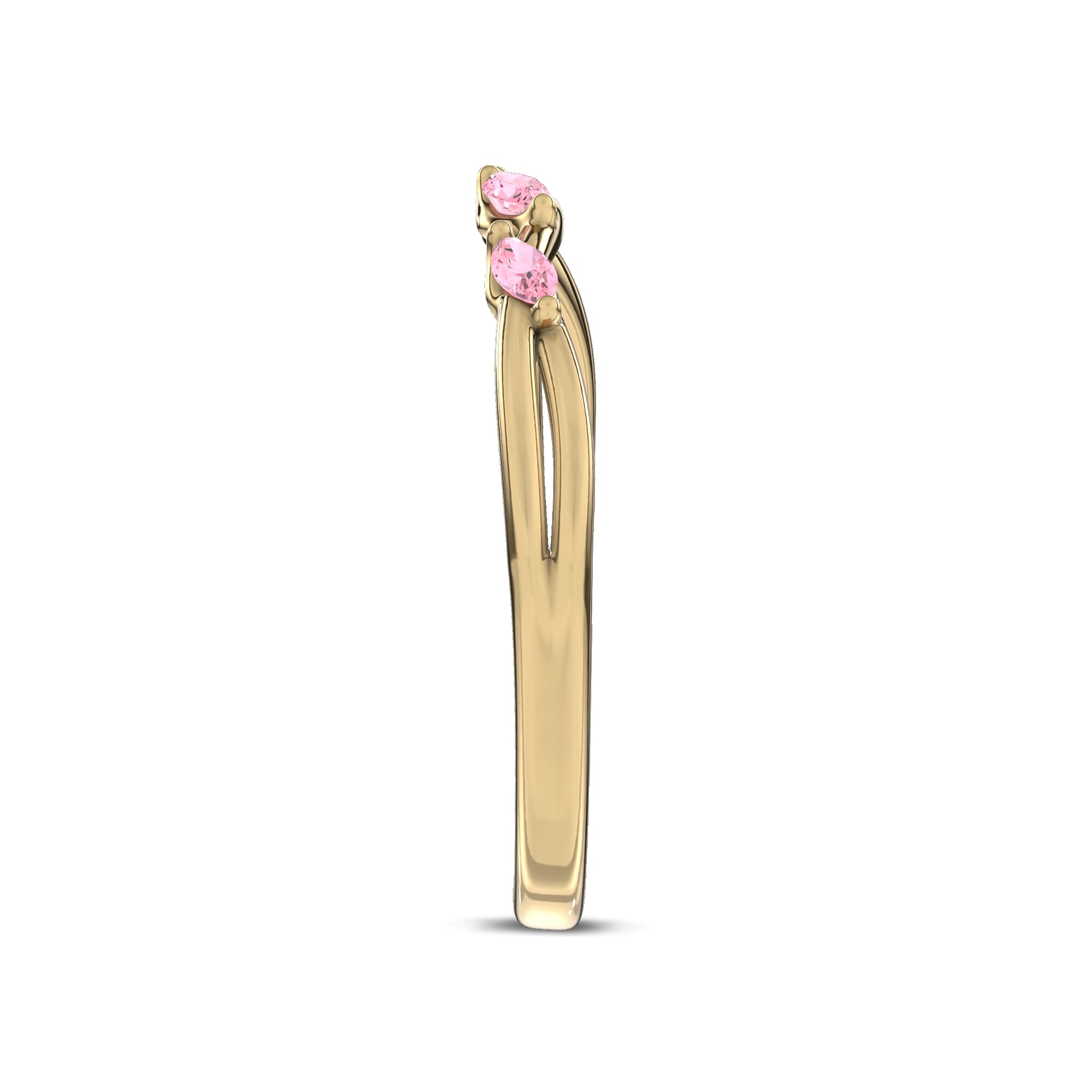 18K Yellow Gold Petal Radiance Pink Lab Sapphire Band by Christian Siriano