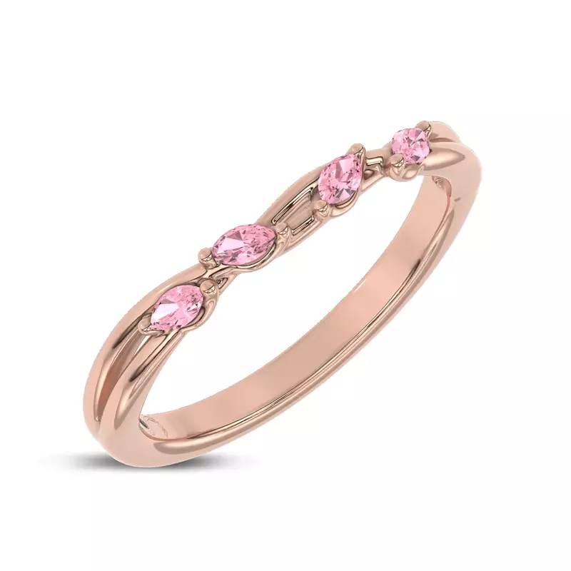 14K Rose Gold Petal Radiance Pink Sapphire Band by Christian Siriano