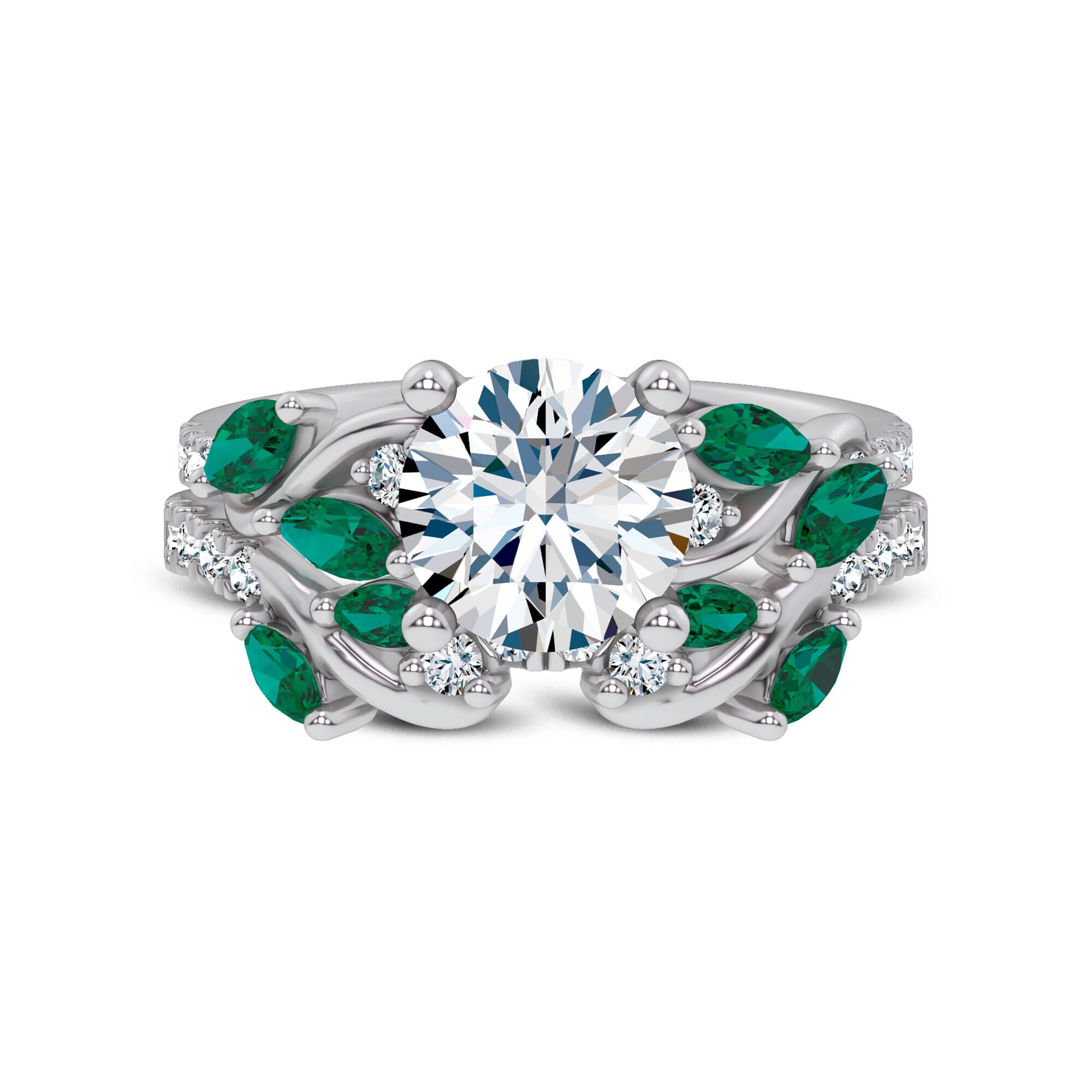 18K White Gold Hayden Tsavorite And Diamond Band