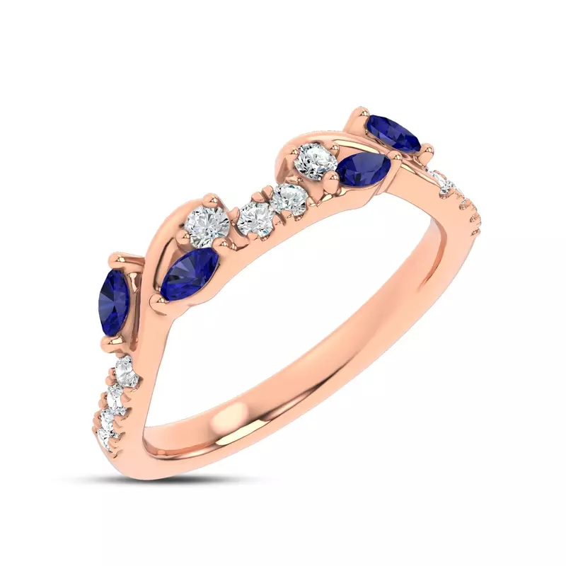 18K Rose Gold Hayden Sapphire And Diamond Band
