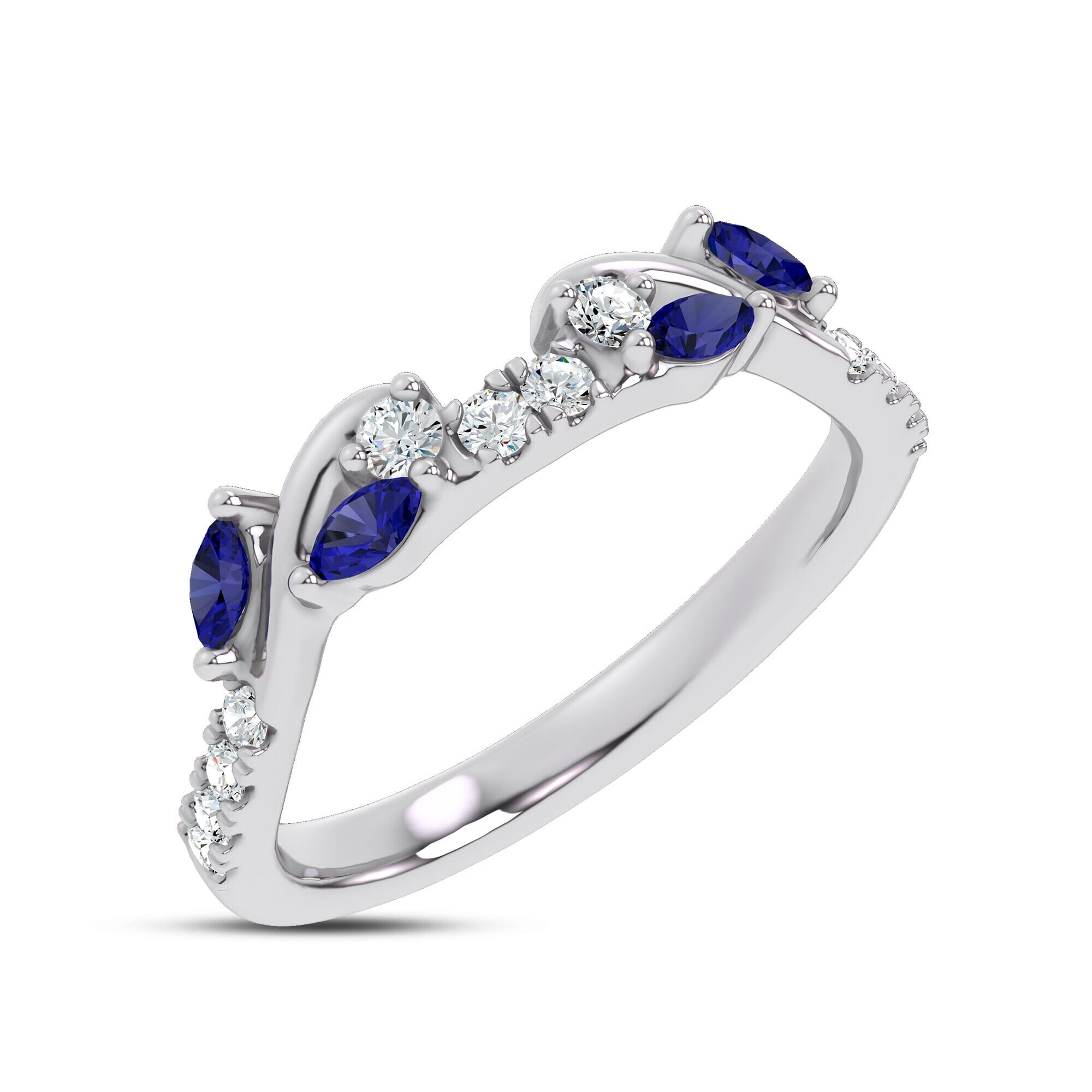 18K White Gold Hayden Sapphire And Diamond Band