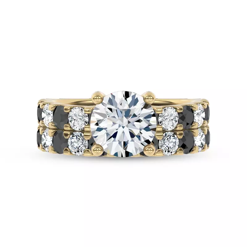 14K Yellow Gold Jules Black & White Lab Diamond Band (1 ct. tw.)