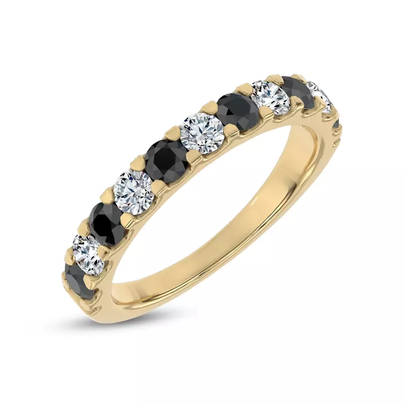 18K Yellow Gold Jules Black & White Lab Diamond Band (1 ct. tw.)