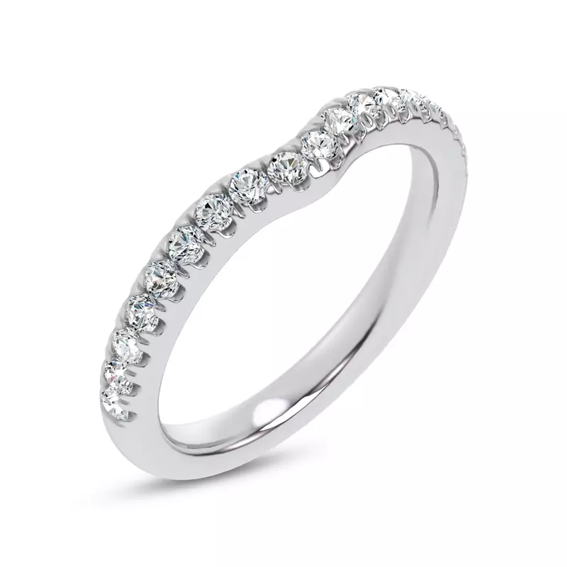 Platinum Alexandra Curved Pavé Band
