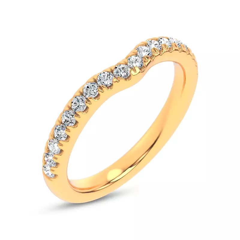 18K Yellow Gold Alexandra Curved Pavé Band