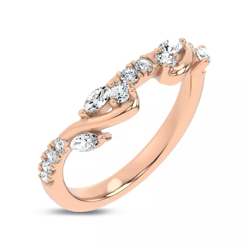 14K Rose Gold Lea Nature Inspired Diamond Band