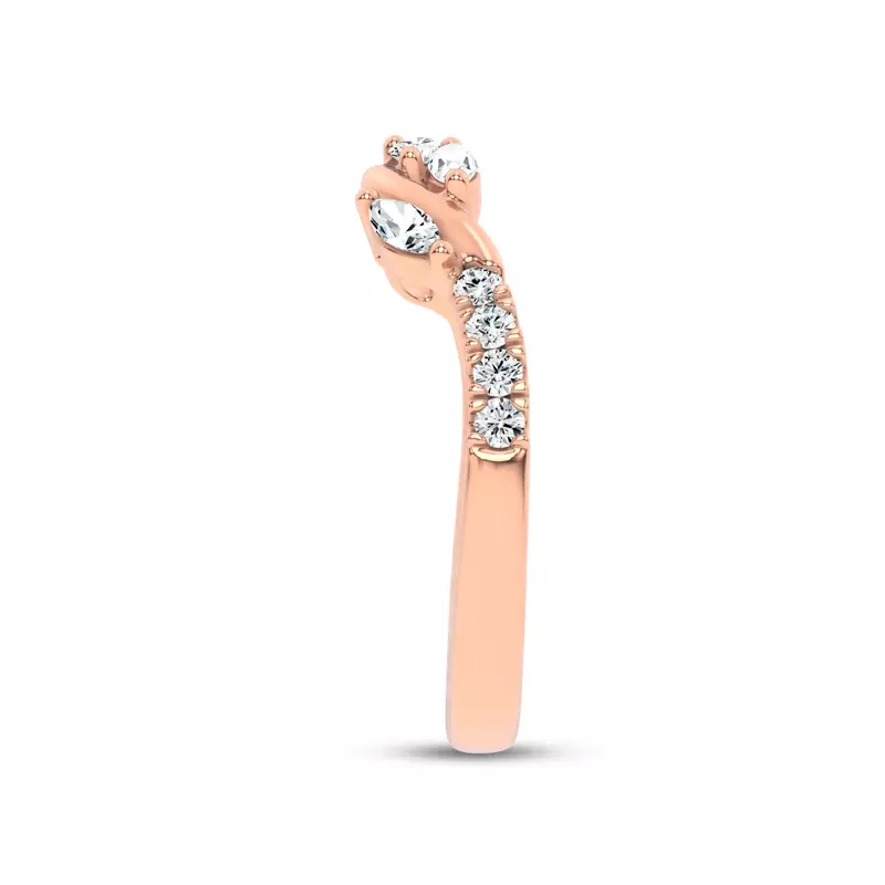 14K Rose Gold Lea Nature Inspired Diamond Band