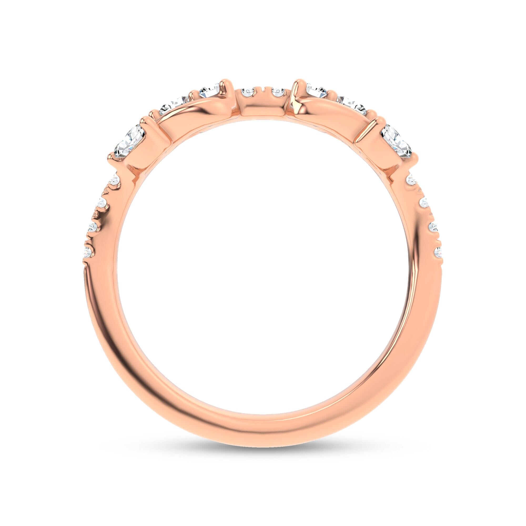 18K Rose Gold Lea Nature Inspired Diamond Band