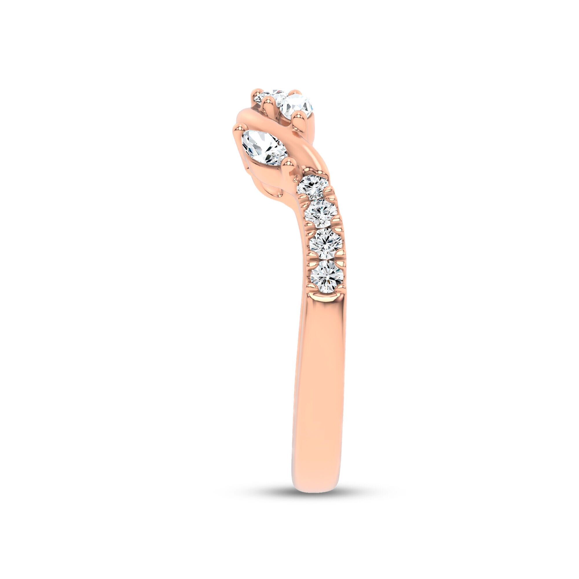 18K Rose Gold Lea Nature Inspired Diamond Band