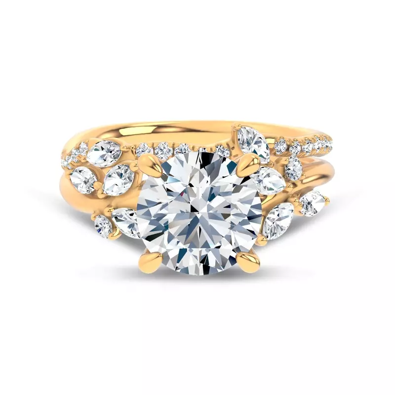 18K Yellow Gold Lea Nature Inspired Diamond Band