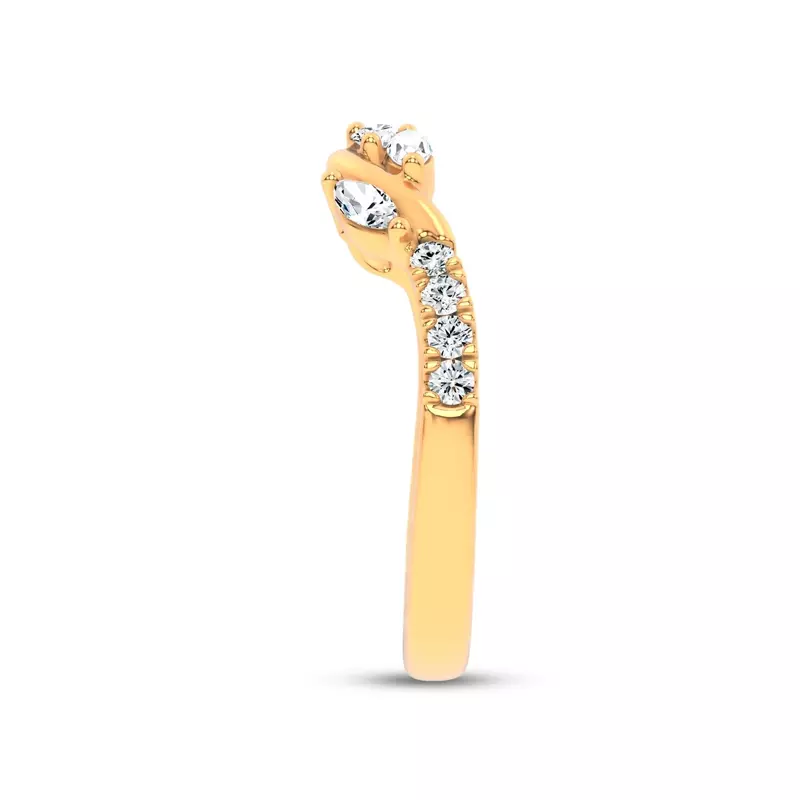 18K Yellow Gold Lea Nature Inspired Diamond Band