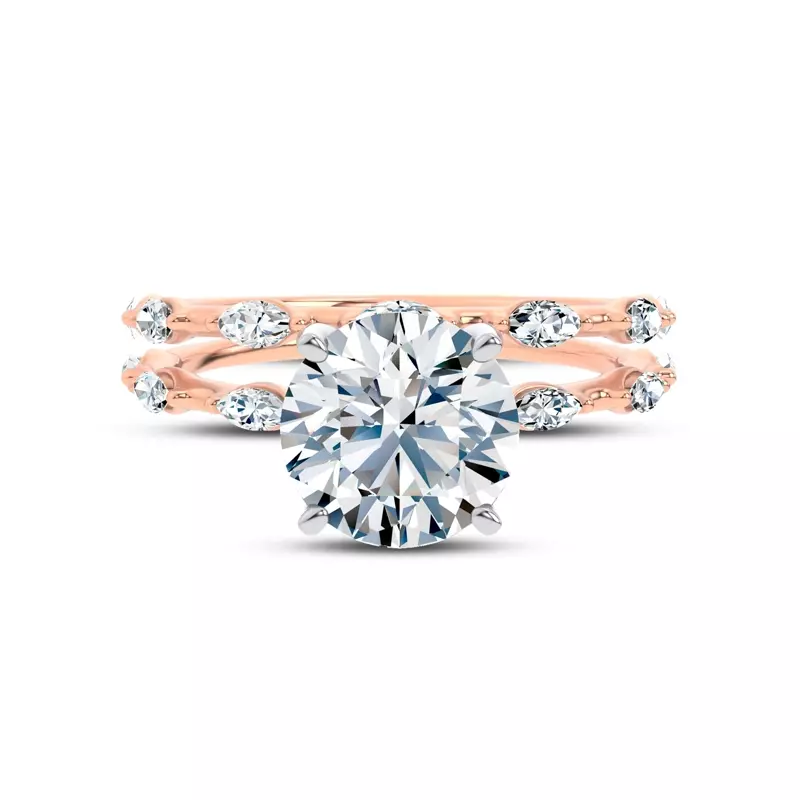 14K Rose Gold Starlight Spaced Marquise Diamond Band