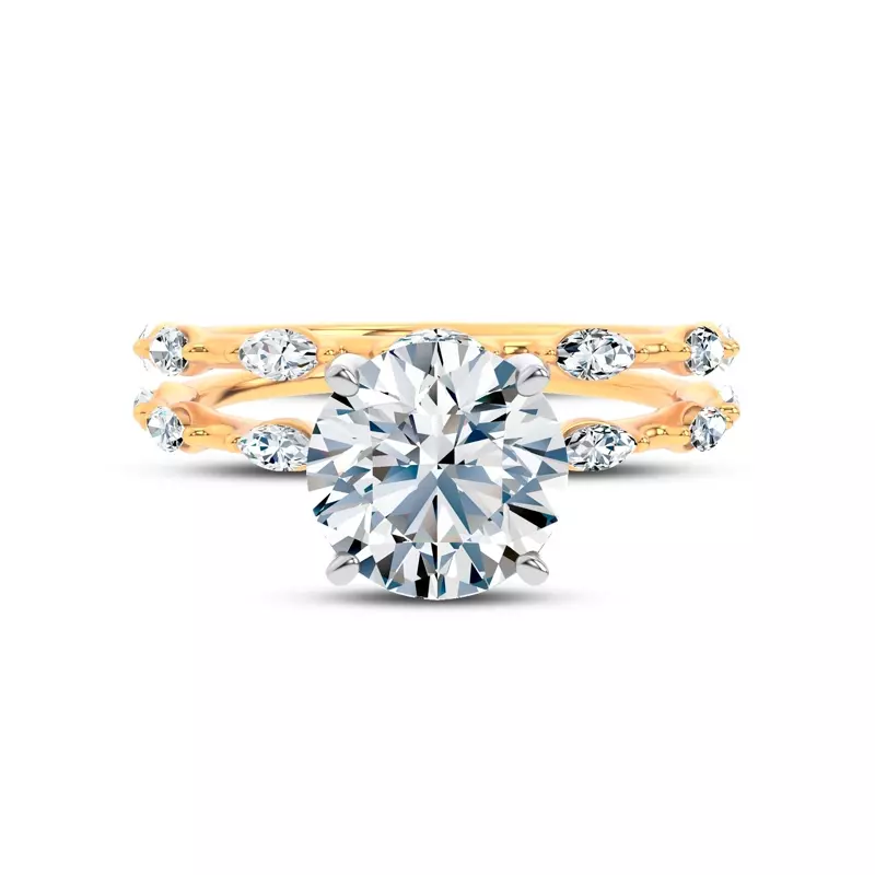 14K Yellow Gold Starlight Spaced Marquise Diamond Band