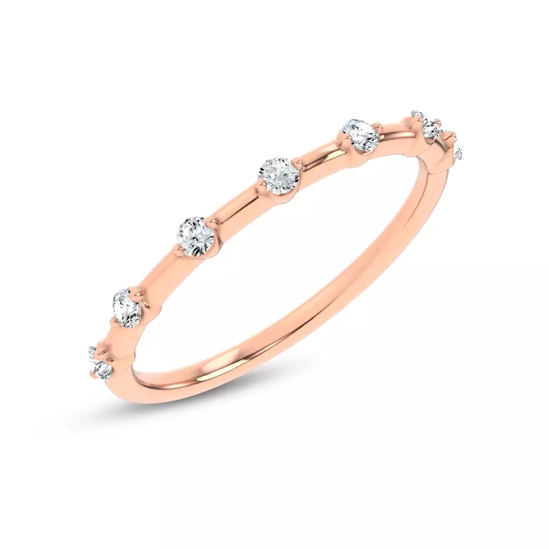 14K Rose Gold Starlight Spaced Round Diamond Band