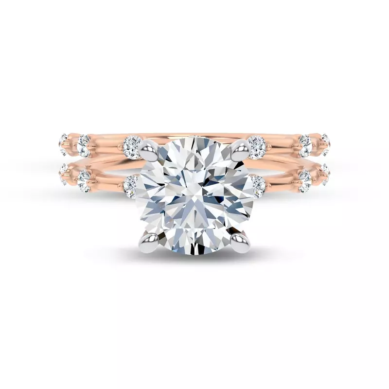 14K Rose Gold Starlight Spaced Round Diamond Band