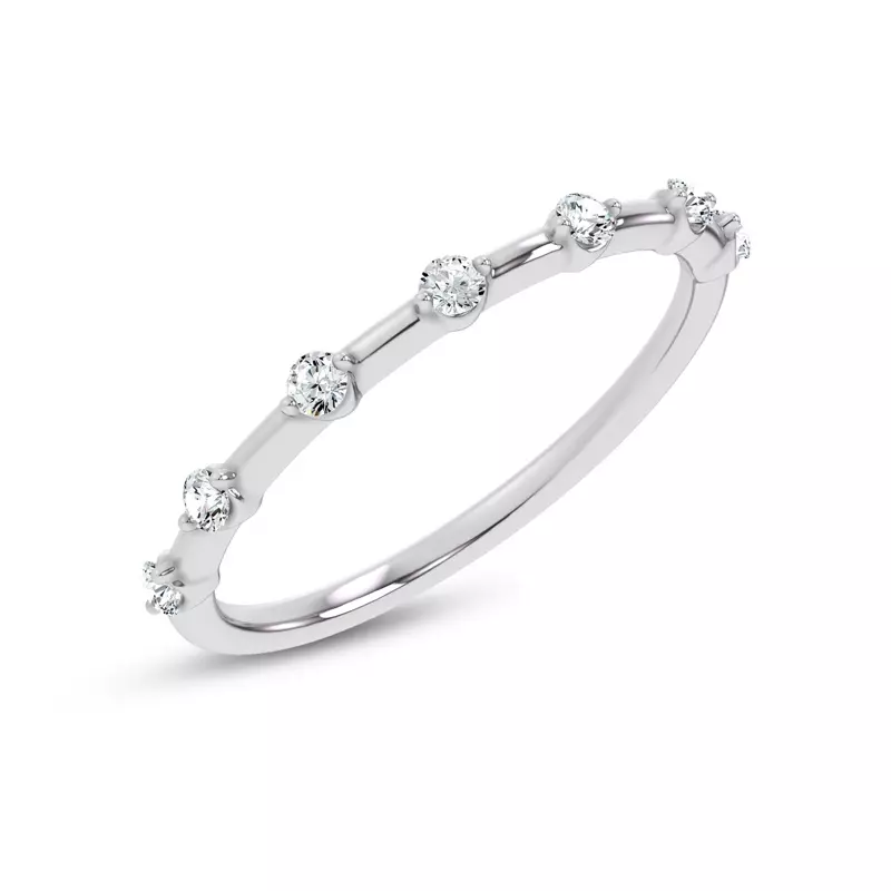 18K White Gold Starlight Spaced Round Diamond Band