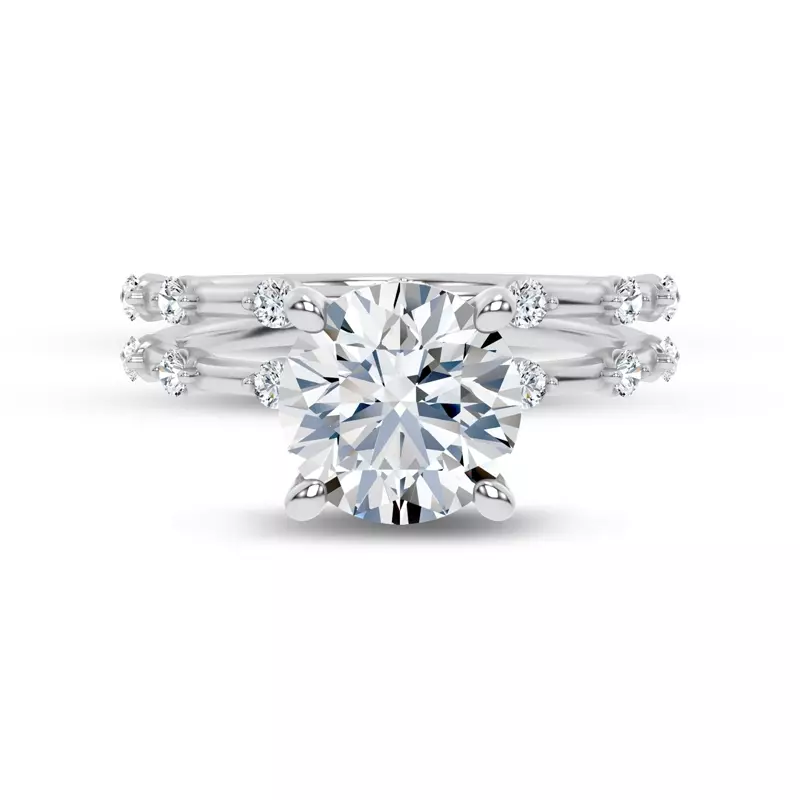 18K White Gold Starlight Spaced Round Diamond Band