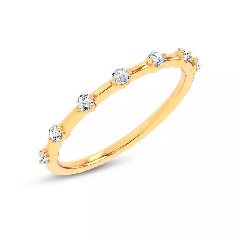 18K Yellow Gold Starlight Spaced Round Diamond Band