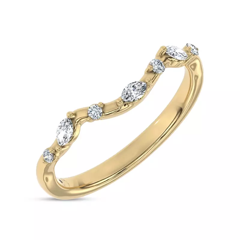 14K Yellow Gold Petal Veil Band by Christian Siriano