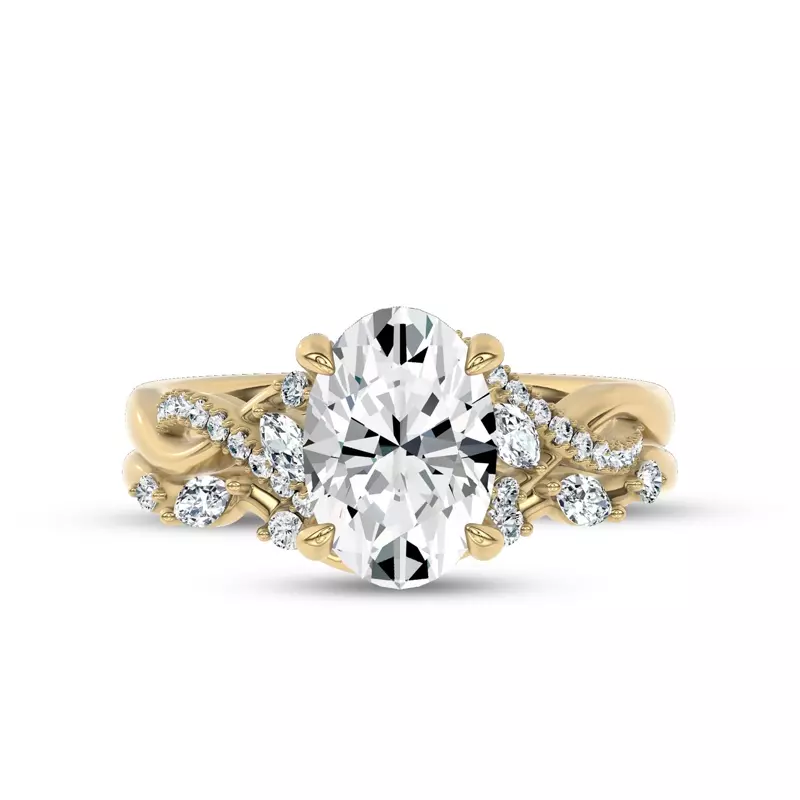 14K Yellow Gold Petal Veil Band by Christian Siriano