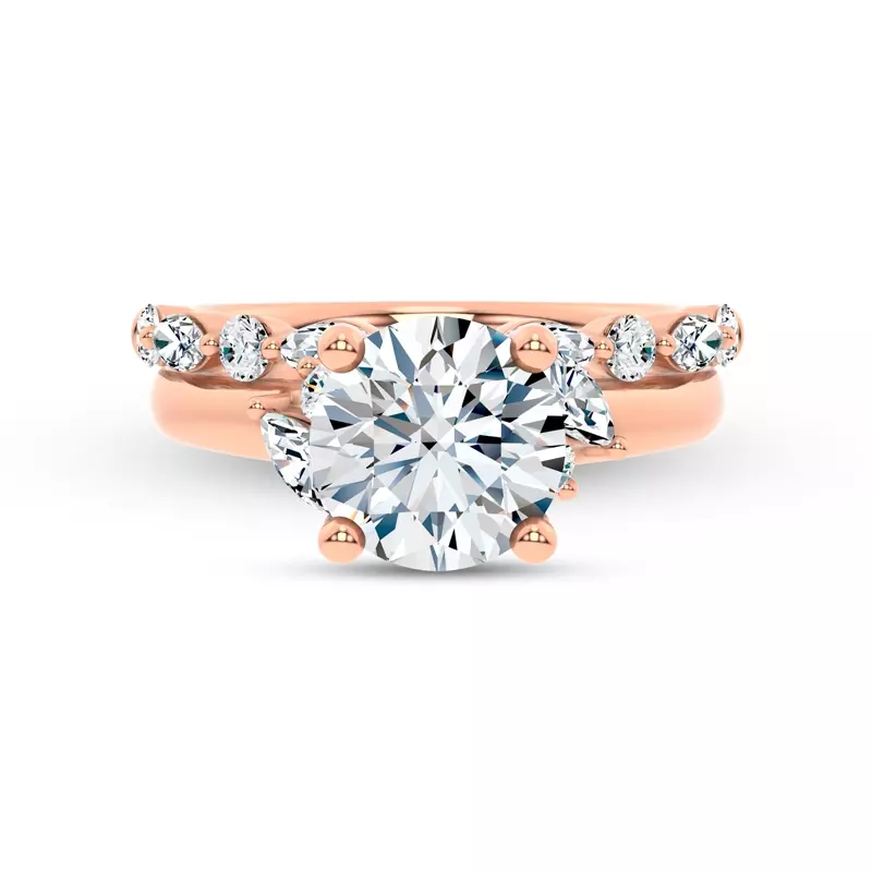 14K Rose Gold Serenity Marquise And Round Diamond Band