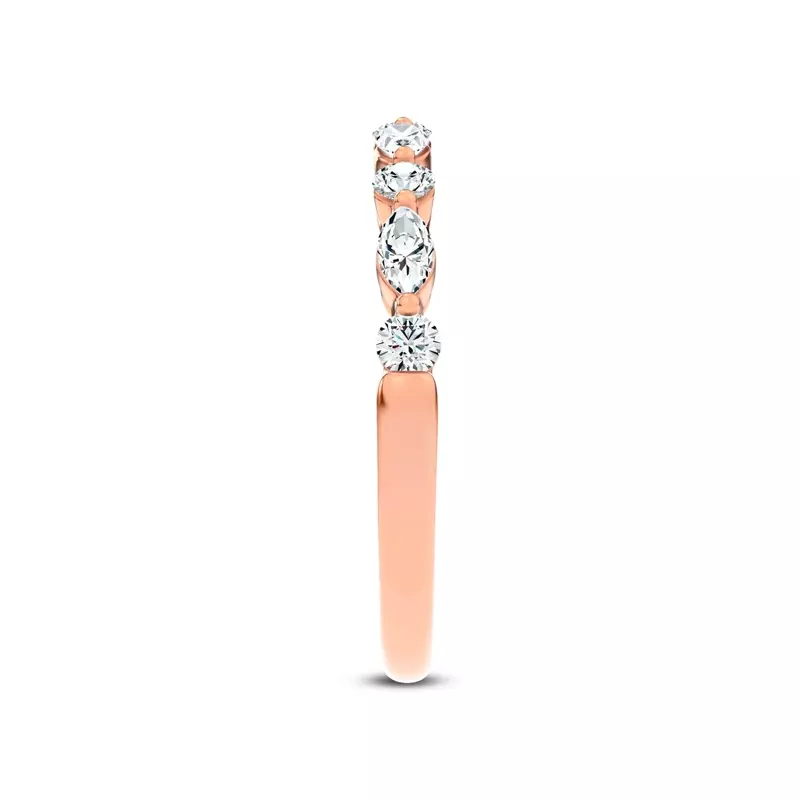 14K Rose Gold Serenity Marquise And Round Diamond Band