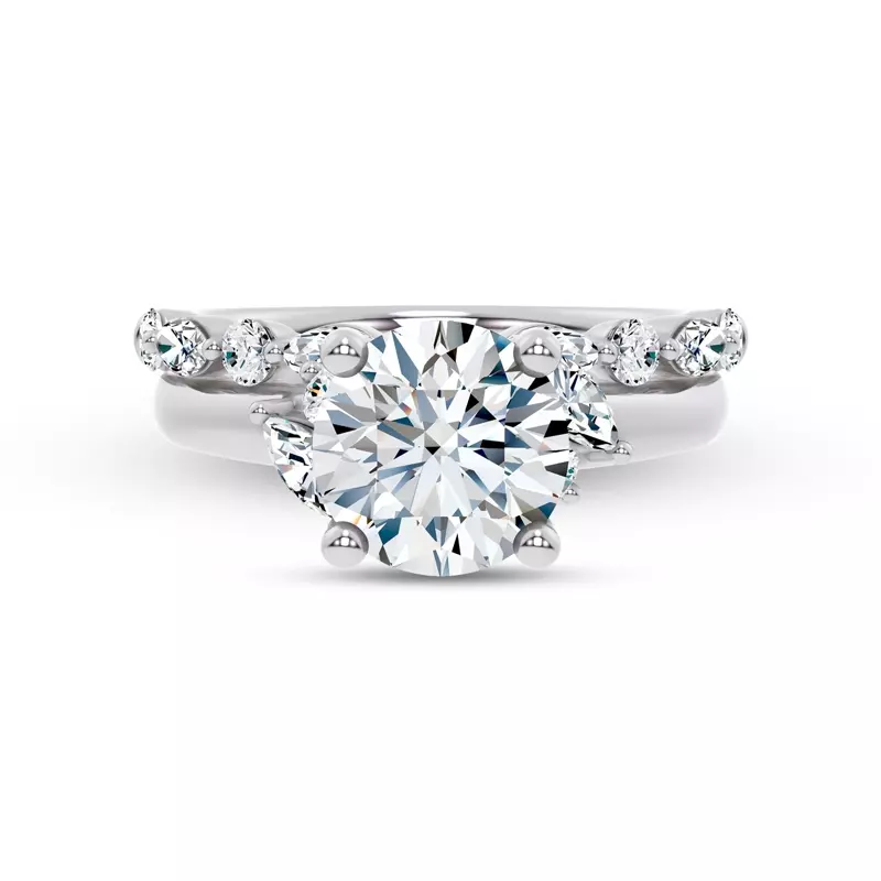 18K White Gold Serenity Marquise And Round Diamond Band
