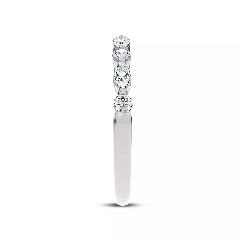 18K White Gold Serenity Marquise And Round Diamond Band