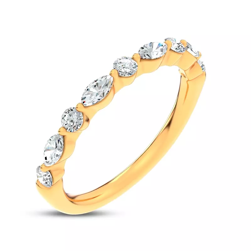 18K Yellow Gold Serenity Marquise And Round Diamond Band