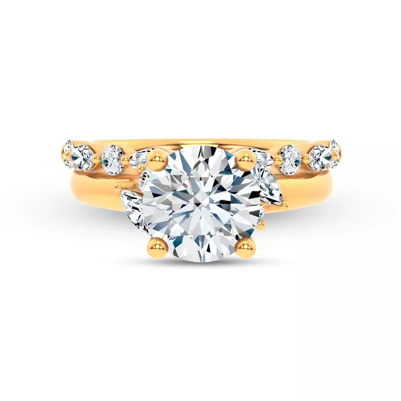18K Yellow Gold Serenity Marquise And Round Diamond Band